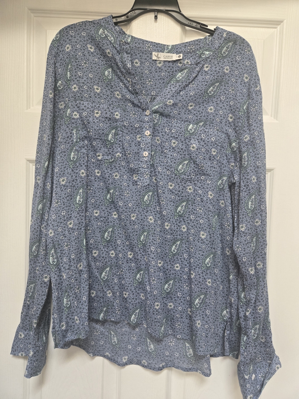 Carve Designs Blue Paisley Button-Front Women's Shirt